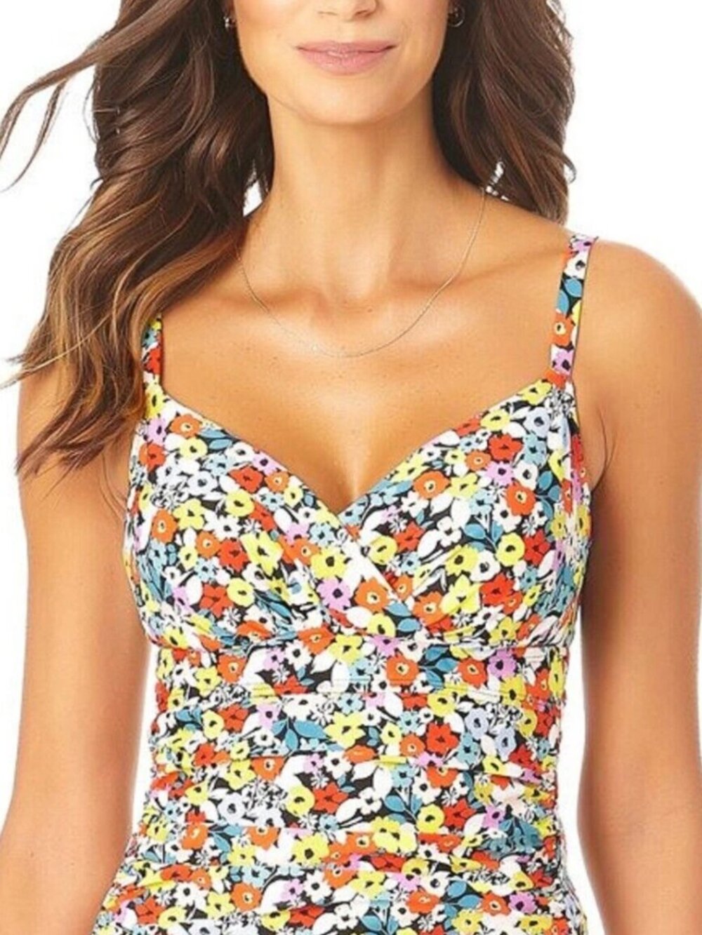 Anne Cole Ditsy Floral-Print Underwire Swim Tankini Top Swim Beach 32DD 34D NWT - Picture 3 of 10